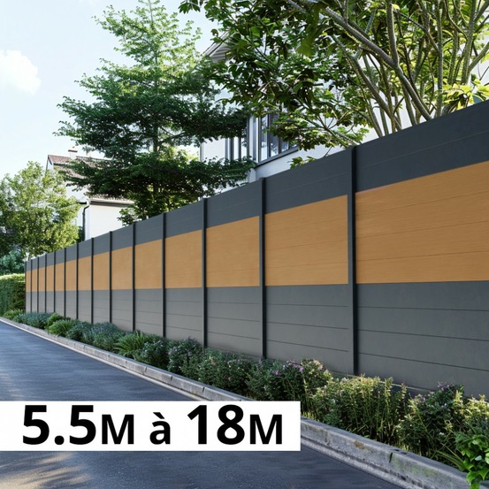 Kit clôture aluminium poteau à sceller - bahia & cruz cèdre h-1,8m