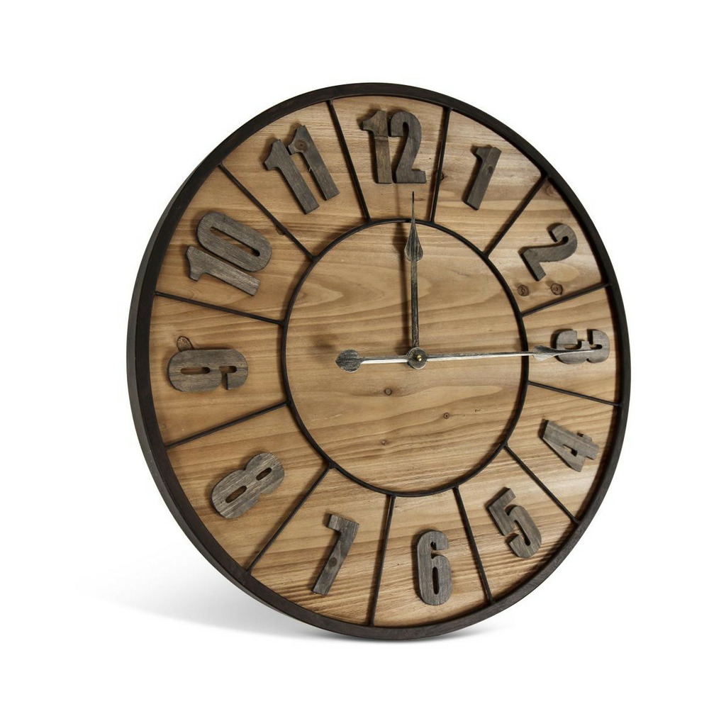 Grande horloge ancienne bois-métal marron - décoration d'autrefois