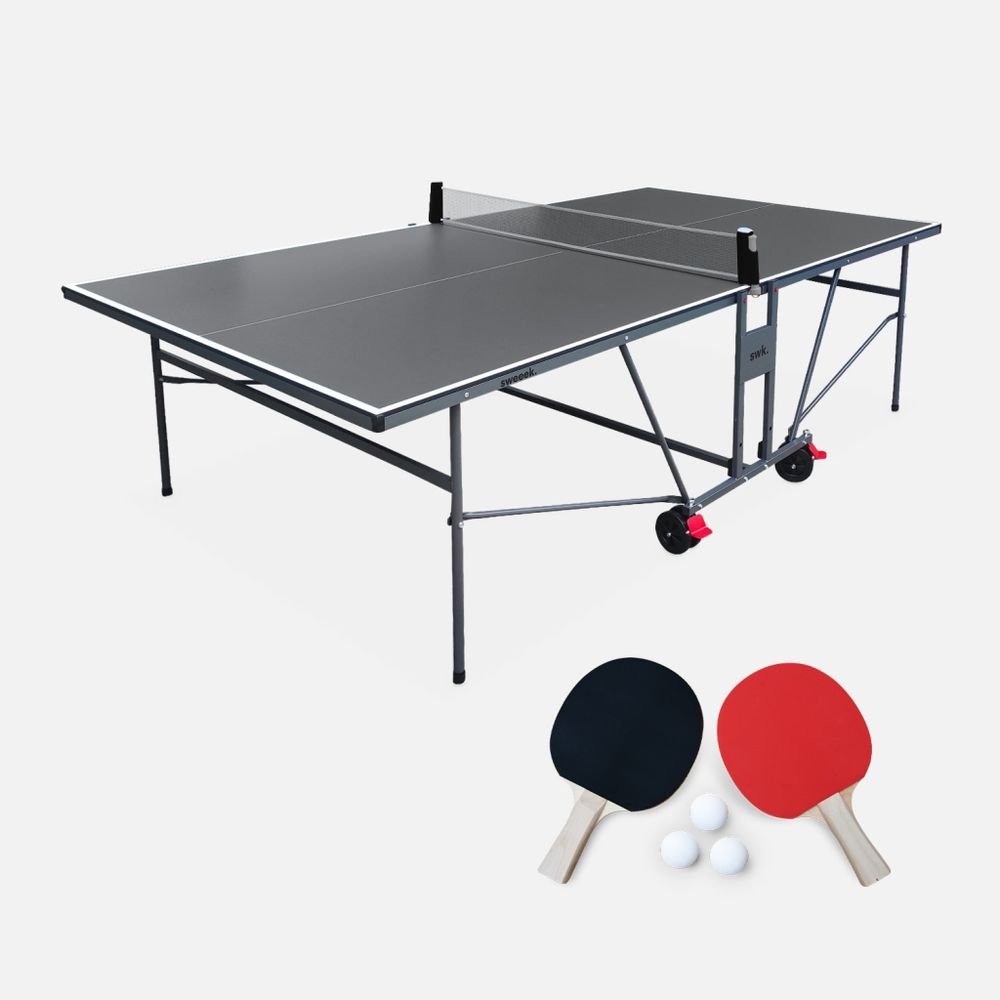 Table de ping pong indoor, avec 4 raquettes et 6 balles, pour utilisation intérieure, sport tennis de table