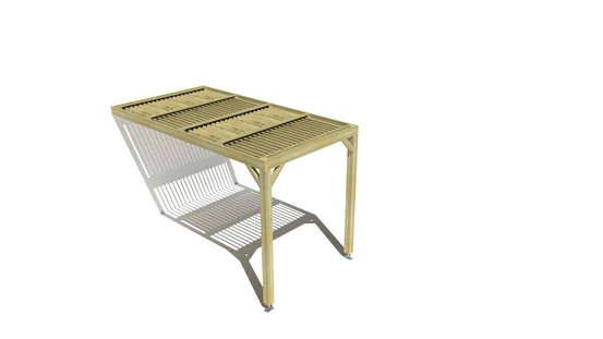 Pergola bois • 2m x 4m • adossée • sens largeur • lames orientables bioclimatiques incluses • livraison comprise