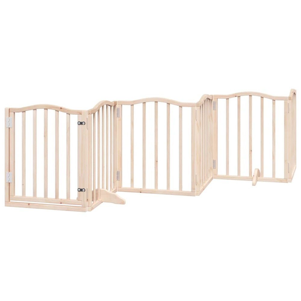 Barrière pour chiens avec porte 6 panneaux bois de peuplier