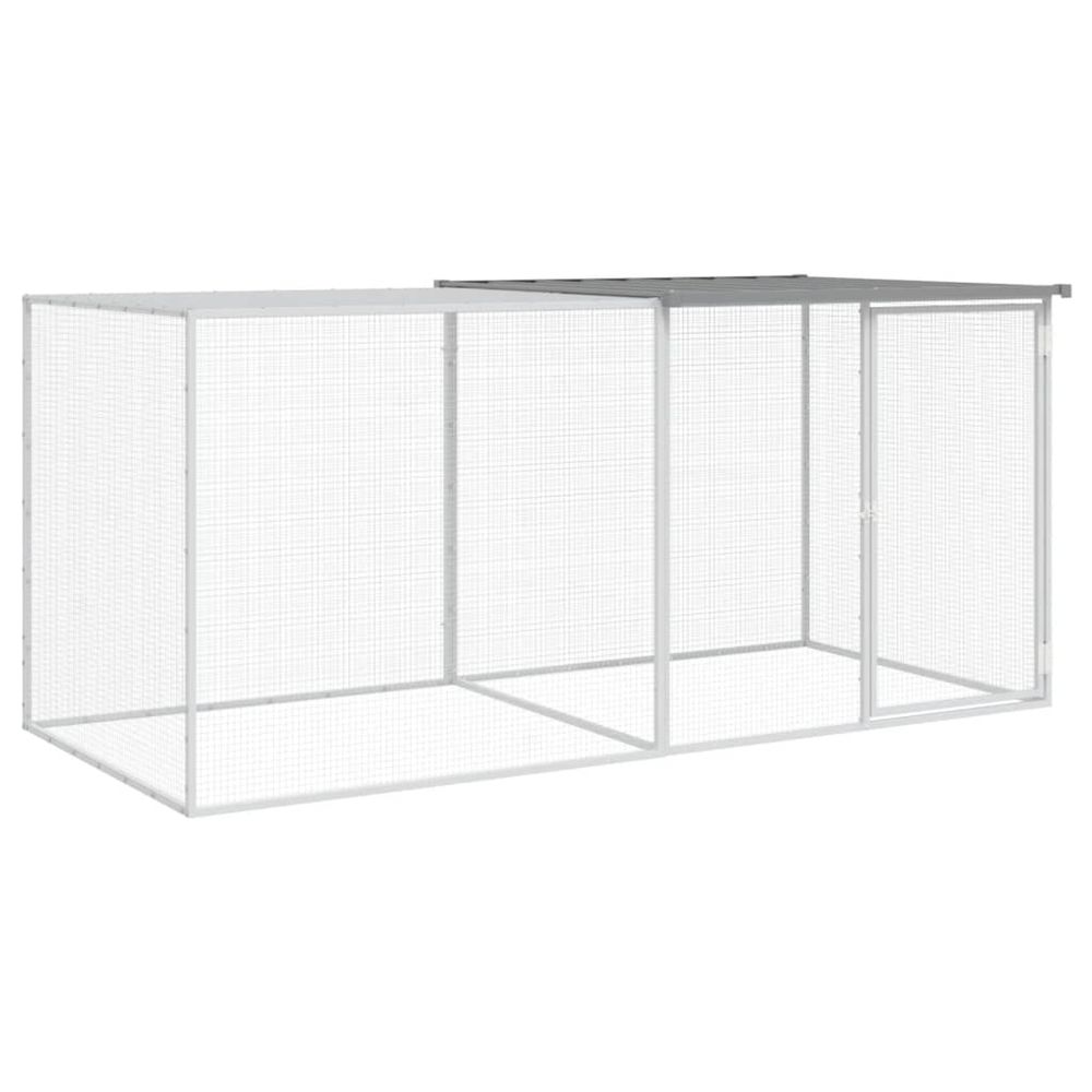 Poulailler avec toit gris clair 203x98x90 cm acier galvanisé