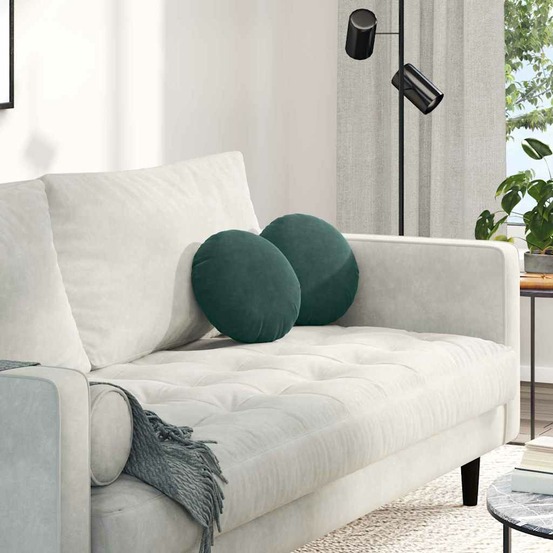 Coussins de siège 2 pcs vert foncé ø30 x 13 cm velours