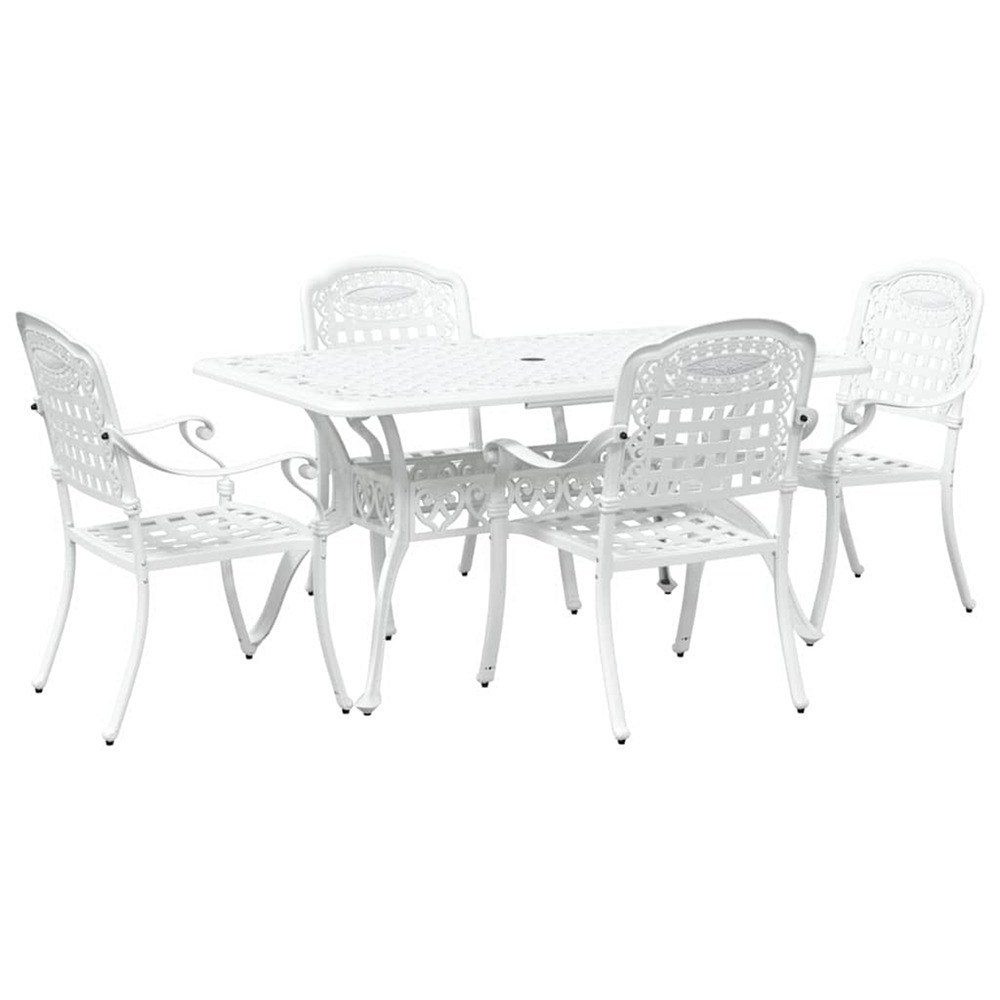 Ensemble de salle à manger pour jardin 5 pcs blanc aluminium