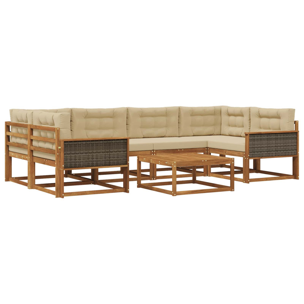 Ensemble de canapés d'extérieur 7 pcs naturel et beige