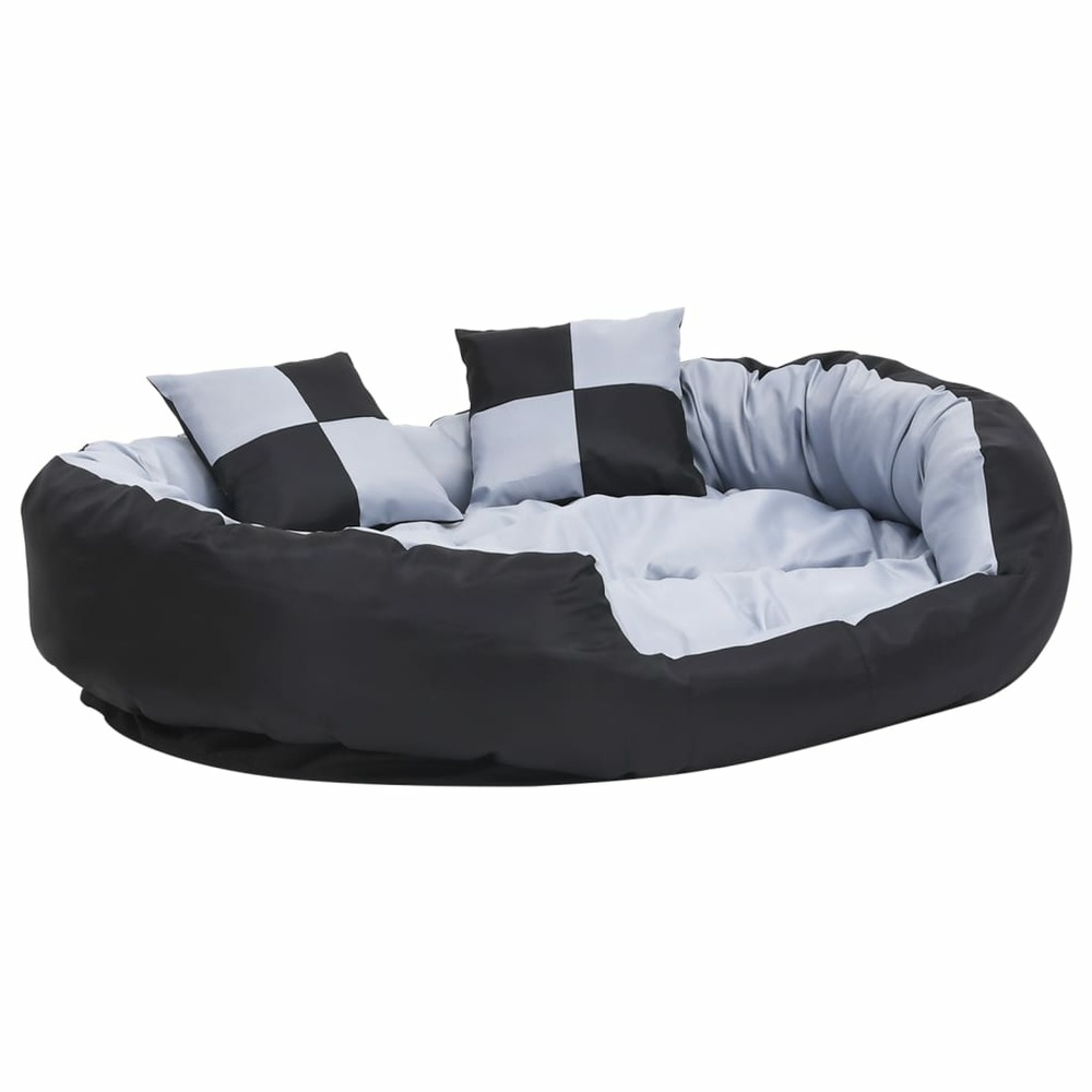 Coussin réversible lavable pour chien gris et noir 110x80x23 cm