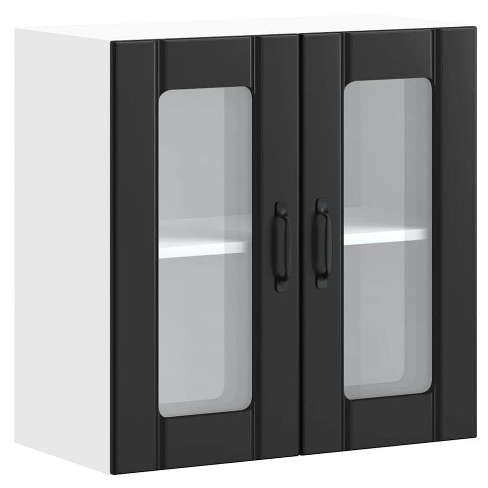 Armoire murale de cuisine avec porte en verre lucca noir