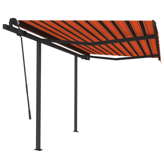 Auvent rétractable automatique poteaux 3,5x2,5 m orange marron