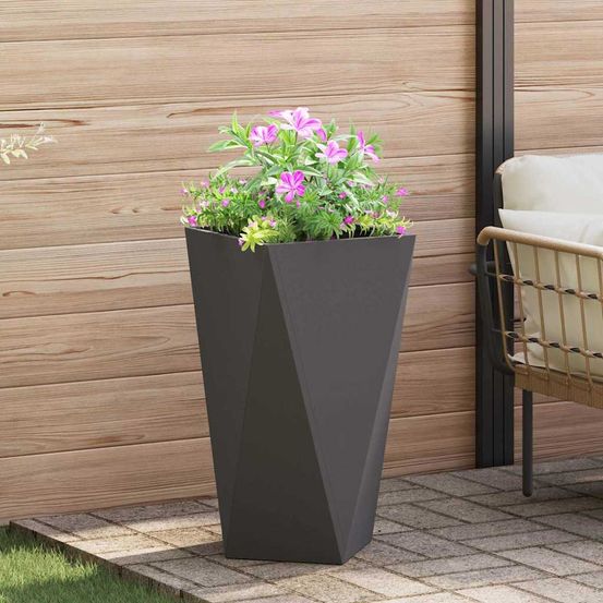 Jardinière haute en acier design moderne pour jardin et terrasse noir 75 cm