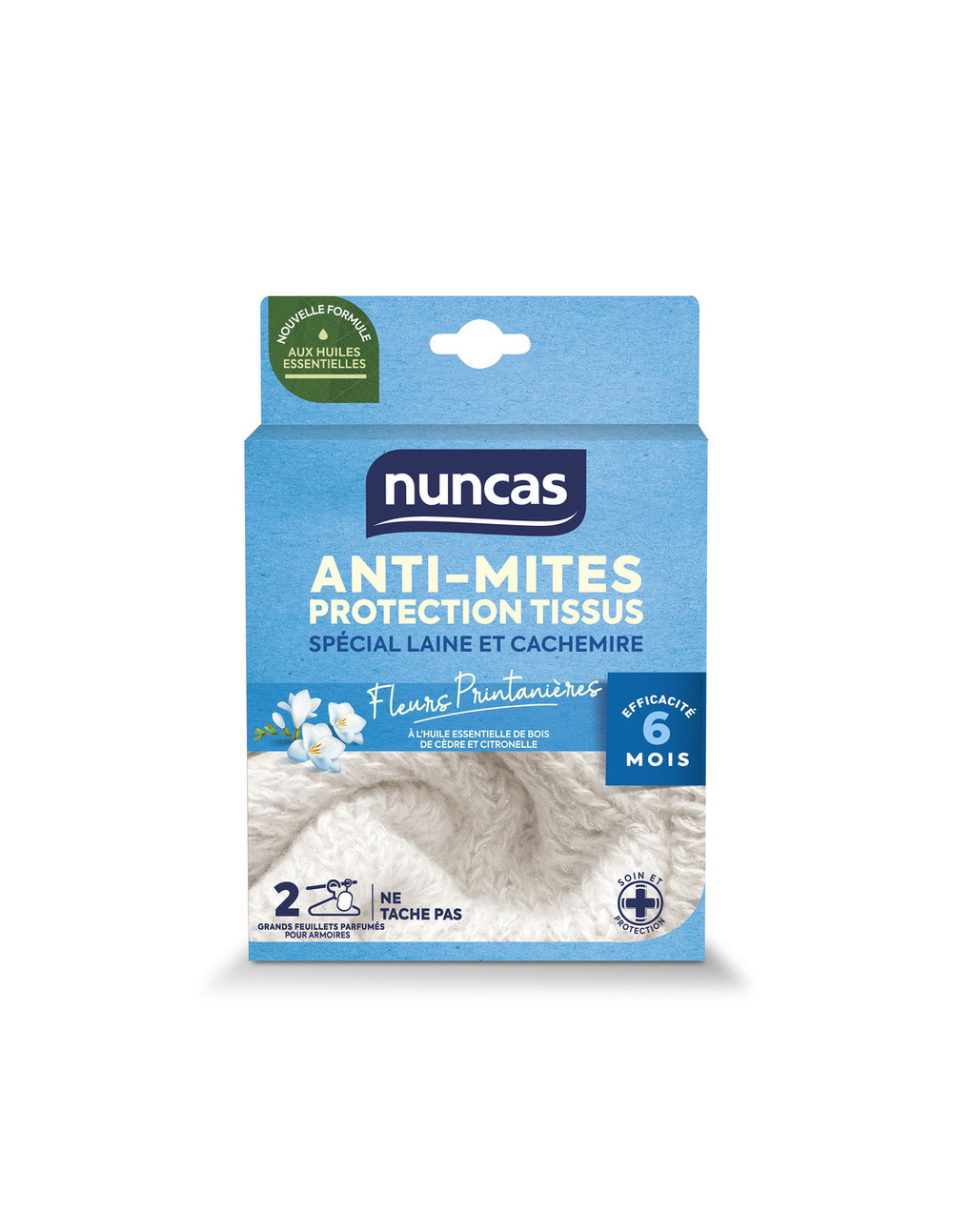 Anti-mites armoires protection tissus 2 grands feuillets - nuncas