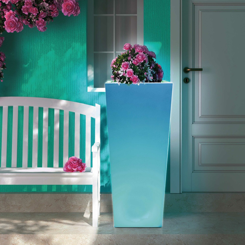 Polyethylene lumineux vase carre sine solaire 86