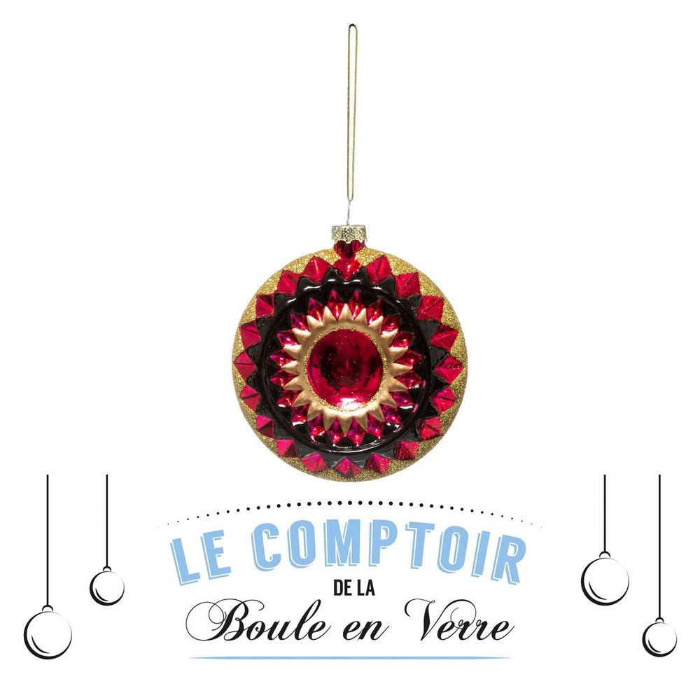 Sujet de noël verre 9 cm noir rose