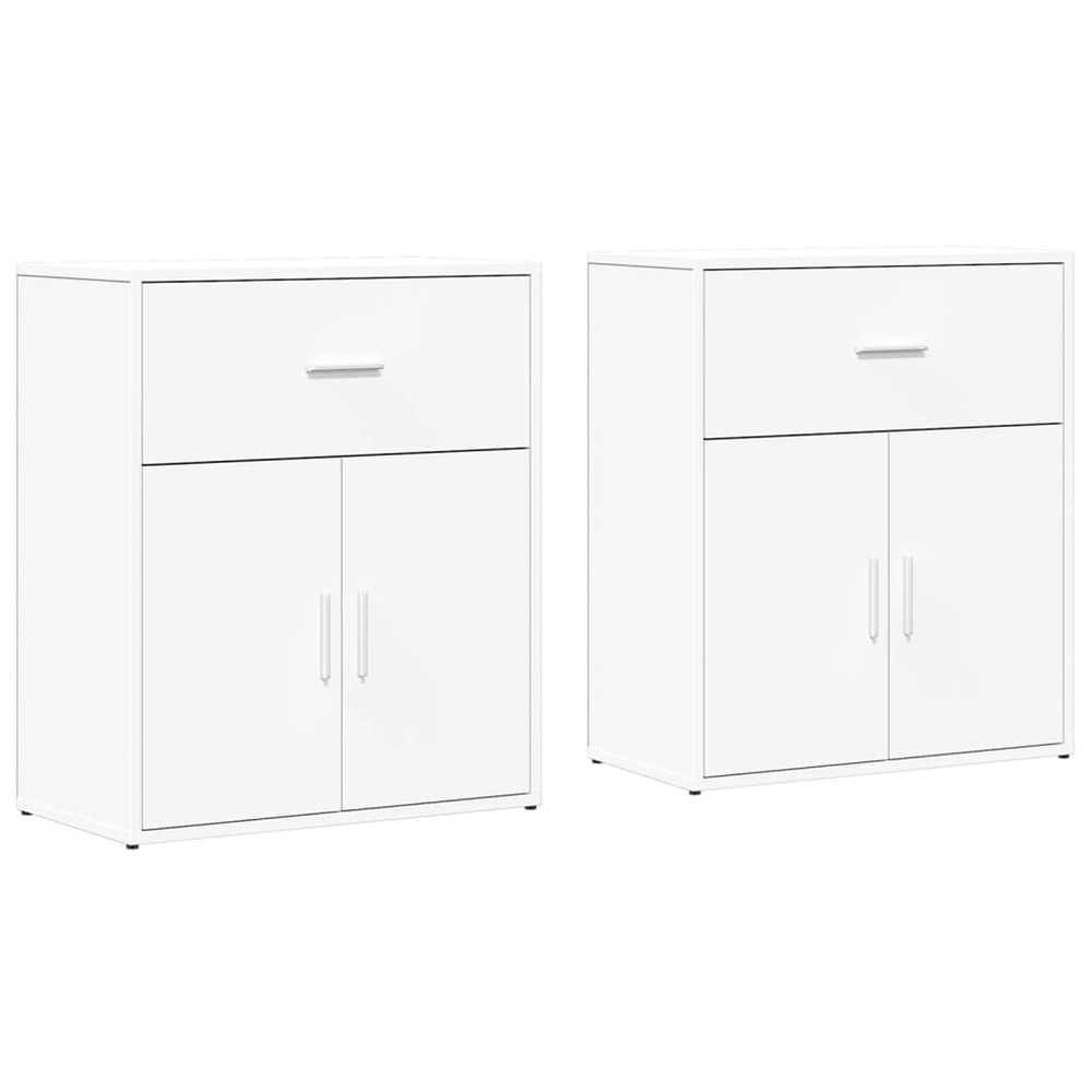 Buffets 2 pcs blanc 60x31x70 cm bois d'ingénierie