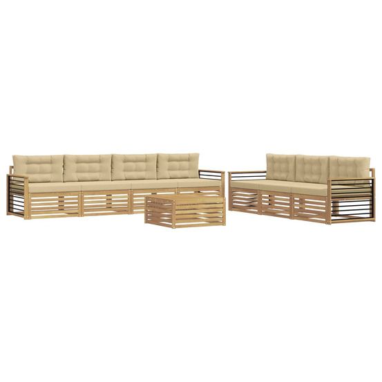 Ensemble de canapés d'extérieur 8 pc blanc et beige polyester
