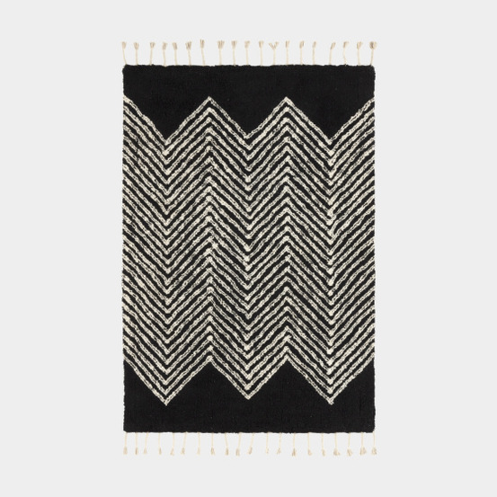 Tapis style berbère avec franges - arrow - noir - 120 x 160 cm