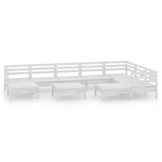 Salon de jardin 10 pcs bois de pin massif blanc