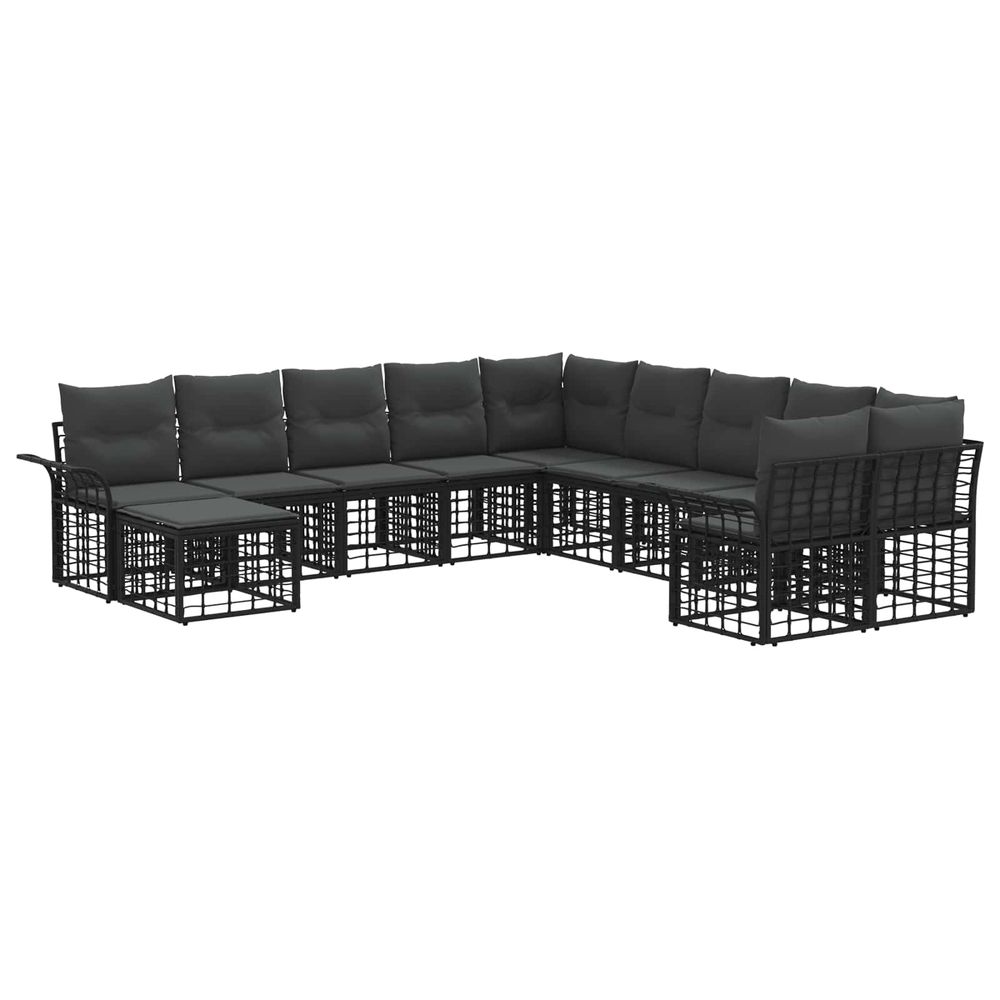 Ensemble de canapés d'extérieur 11 pc noir et gris foncé