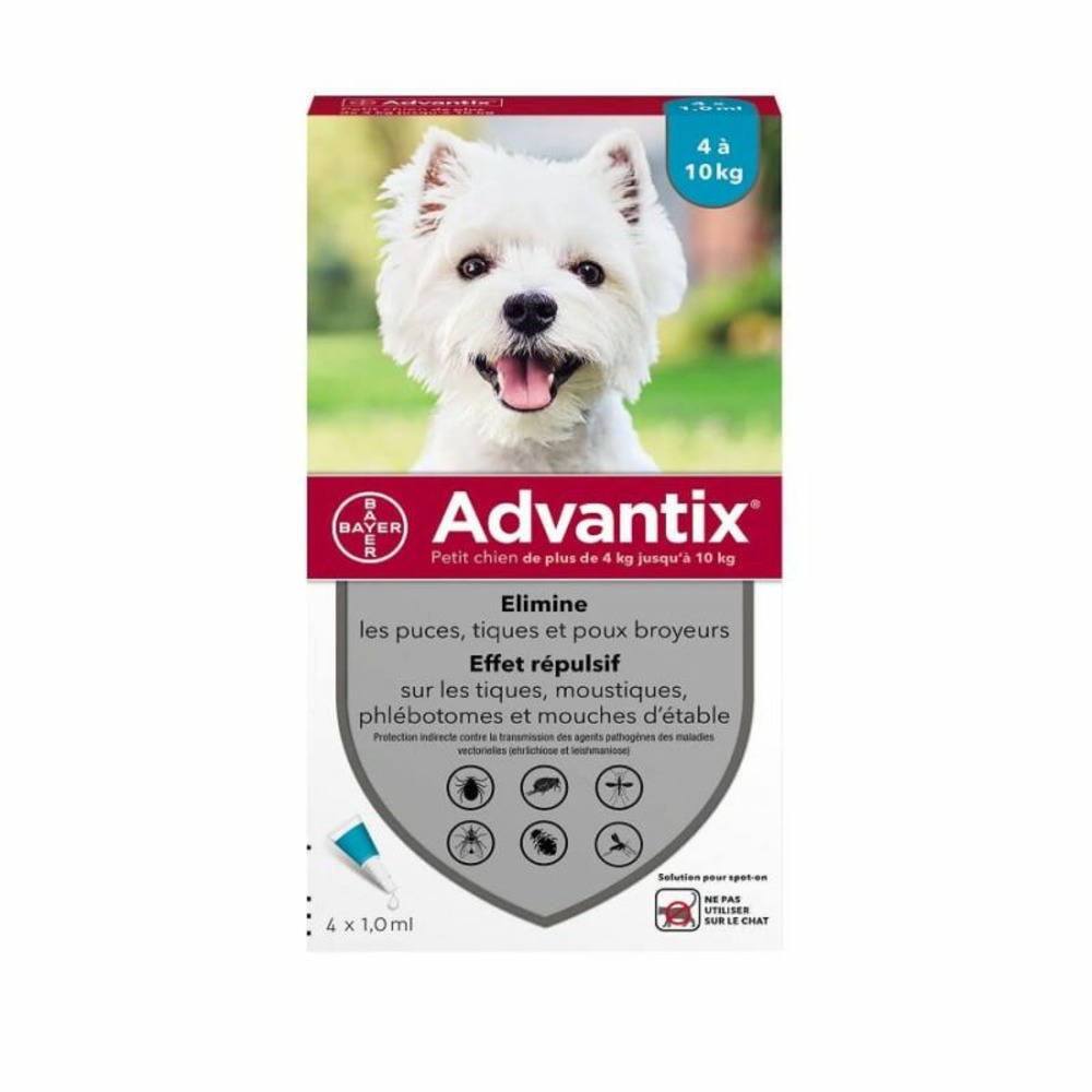 Pipettes antiparasitaire chien advantix 1 ml (4-10 kg) - bayer 24 pipettes
