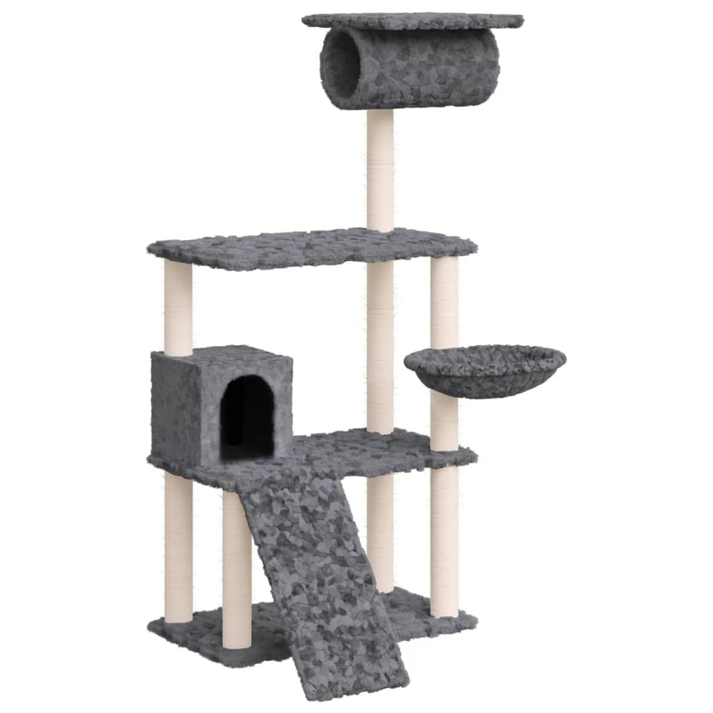 Arbre à chat meuble tour grimper jouet grattage grattoir escalade plateforme avec griffoirs en sisal foncé 131 cm gris 02_002