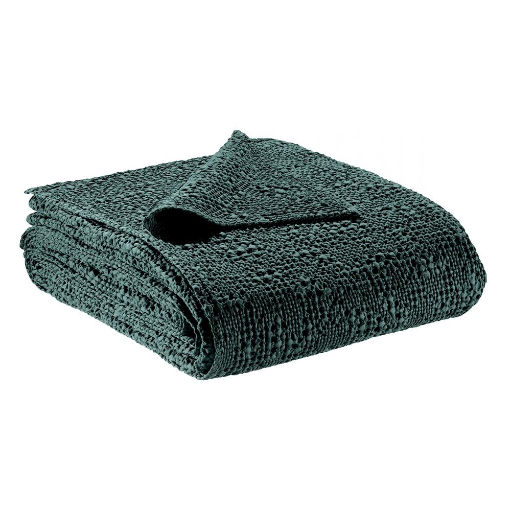 Plaid stonewashed tana prusse 140 x 200 cm