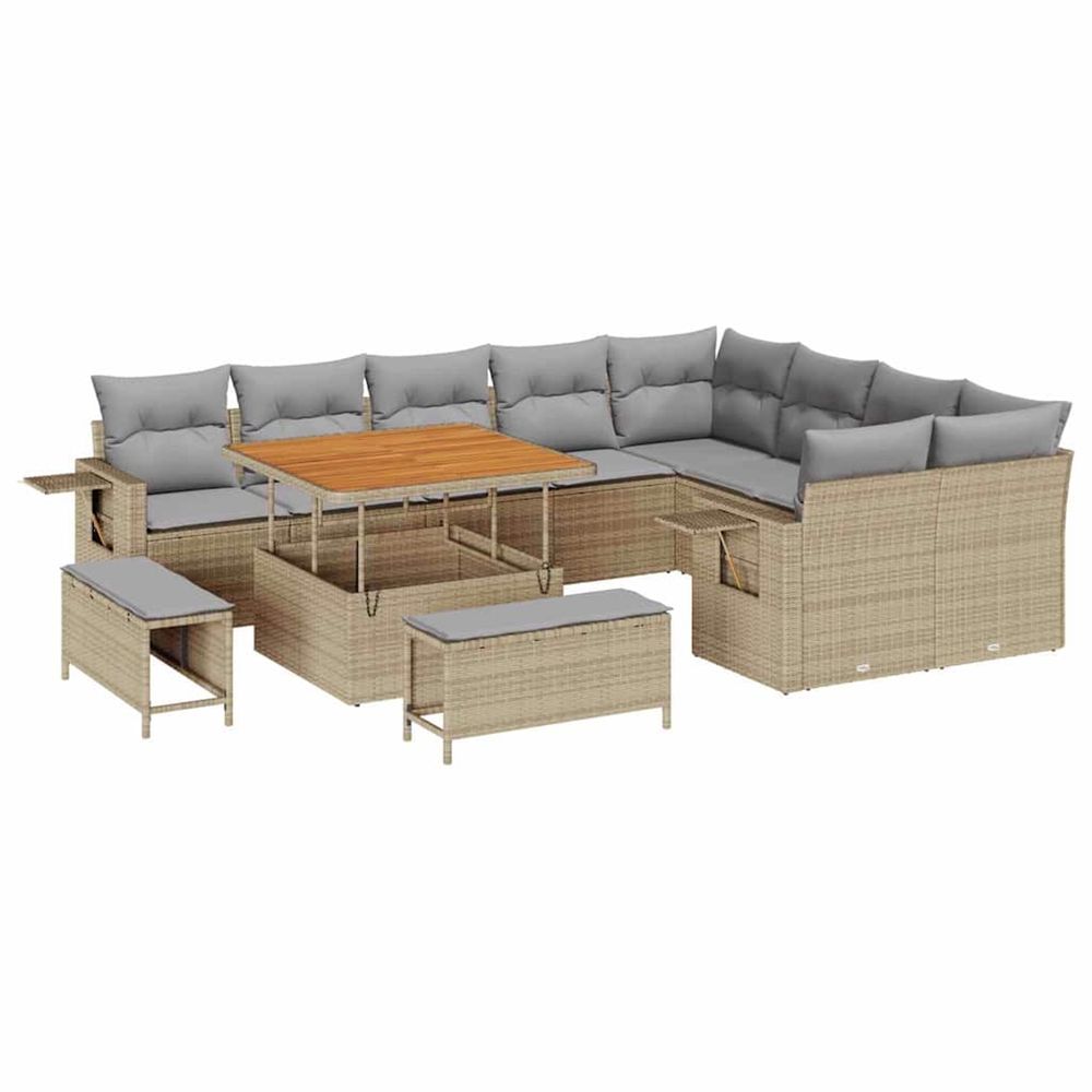 Ensemble de canapé de jardin 12 pc beige polyrotin