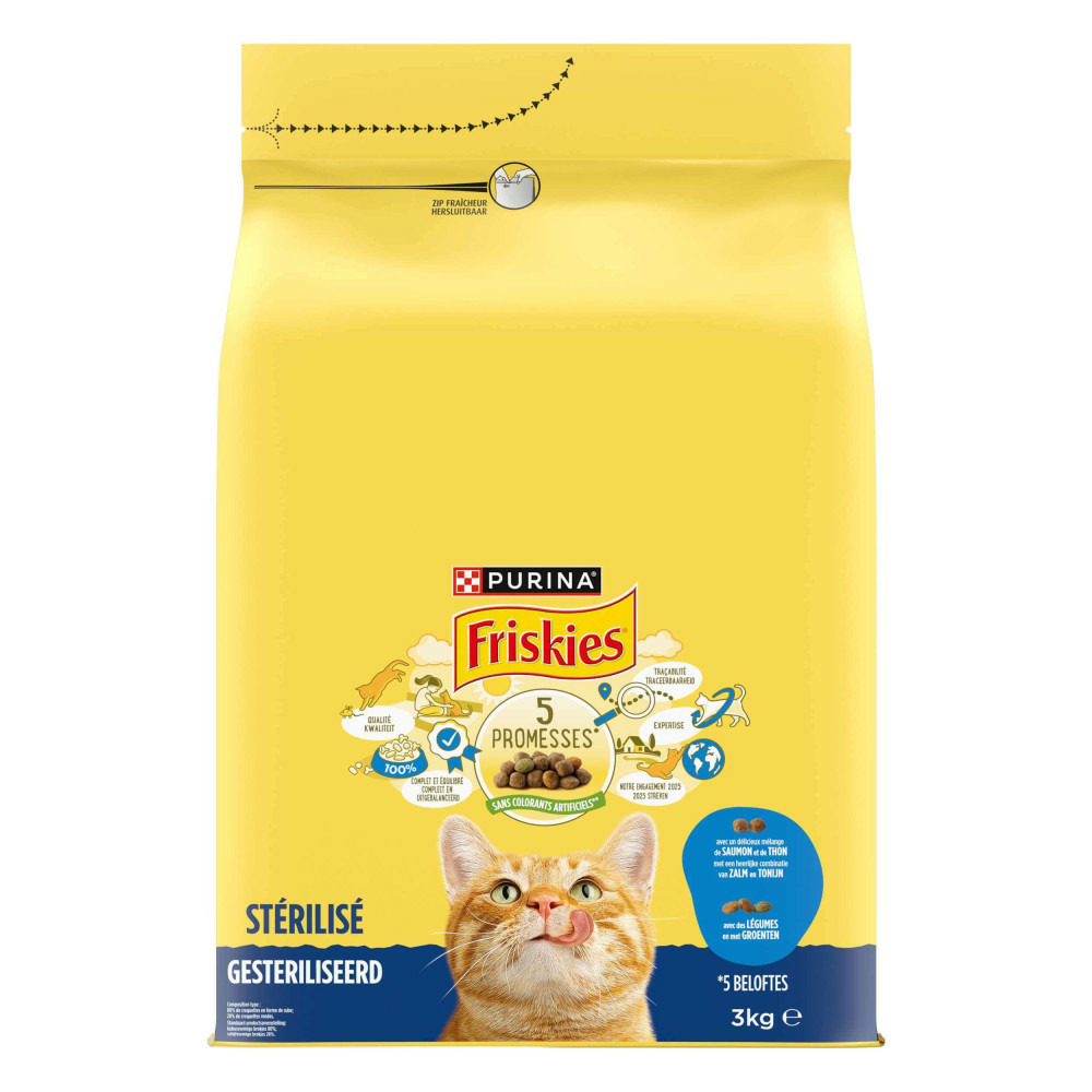 Croquettes chat sterilisé mélange de saumon, thon et légumes 1.5kg
