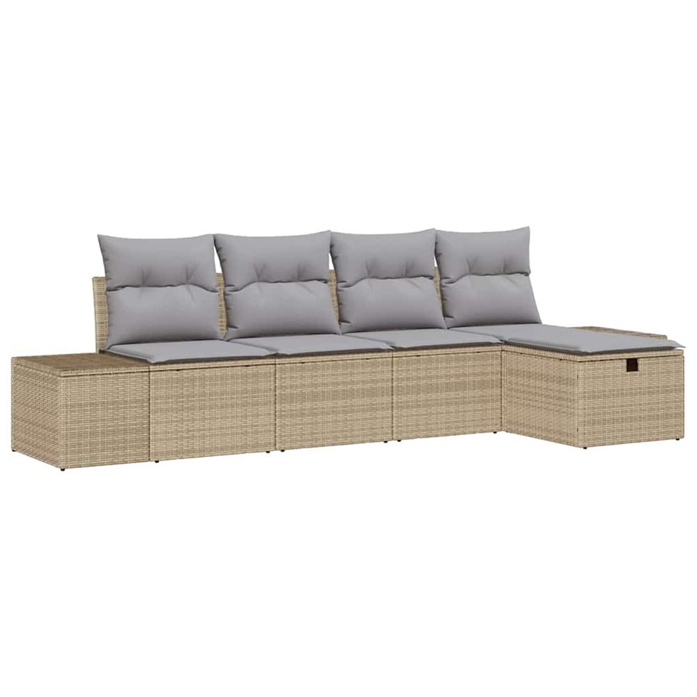 Ensemble de canapé de jardin 5 pc beige polyrotin