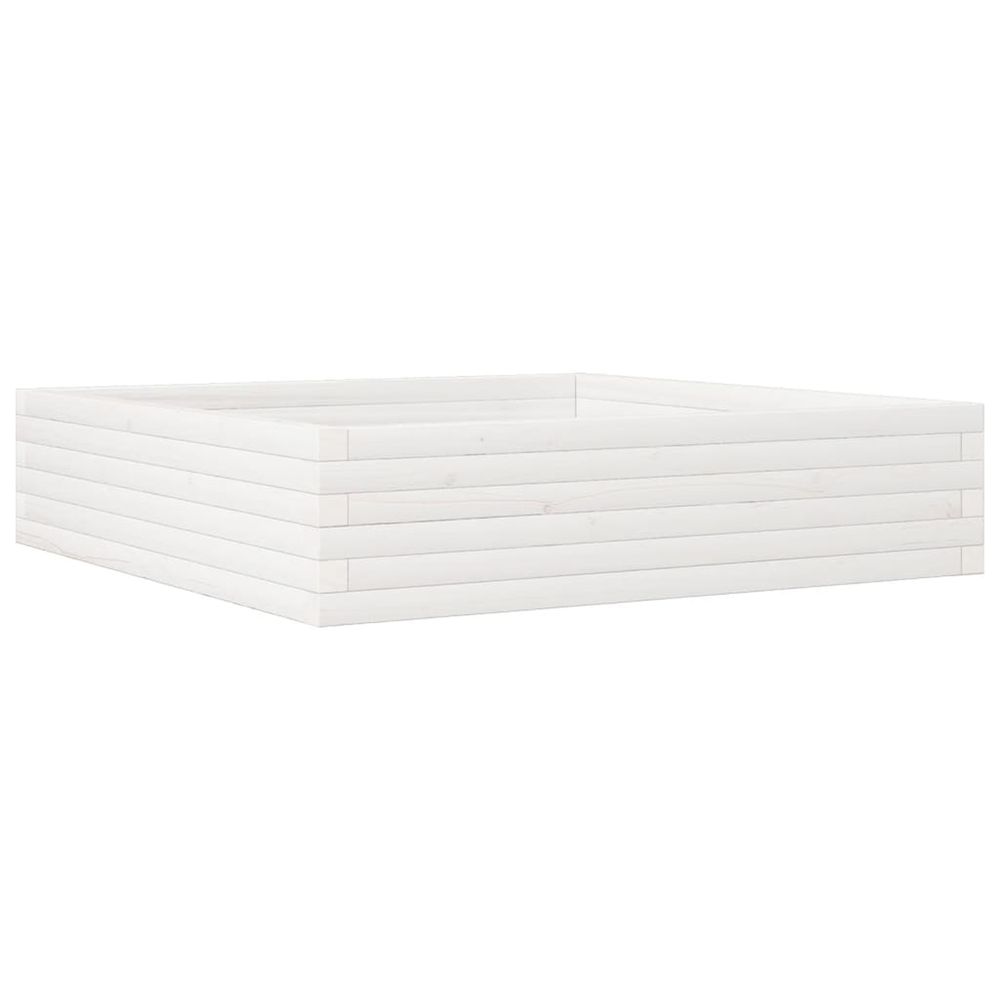 Jardinière d'extérieur blanc 100x100x23 cm bois de pin massif