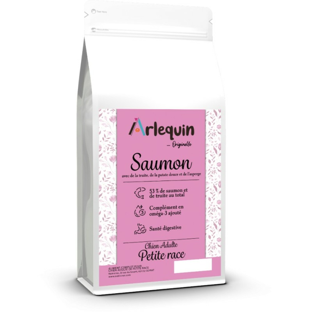 Croquette chien petite race sans céréales arlequin originelle saumon truite 6 kg