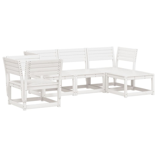 Salon de jardin 5 pcs blanc bois massif de pin