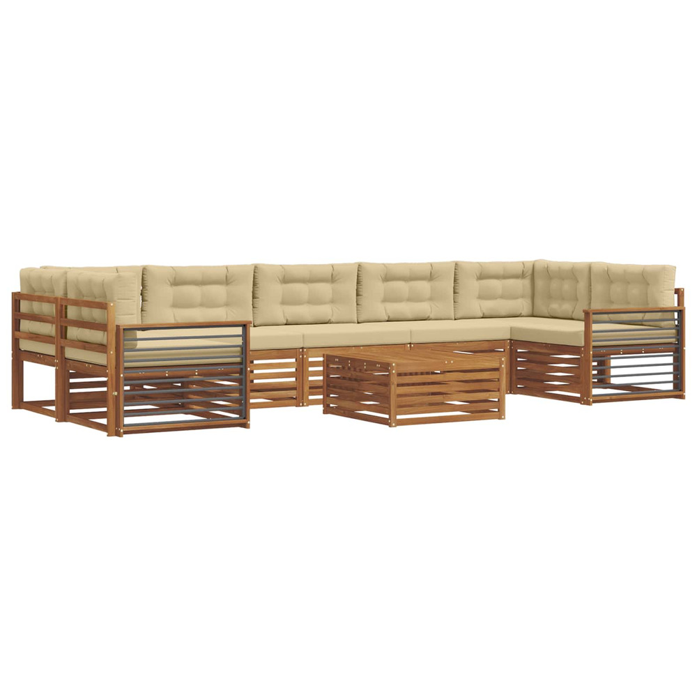 Ensemble de canapés d'extérieur 8 pcs naturel et beige
