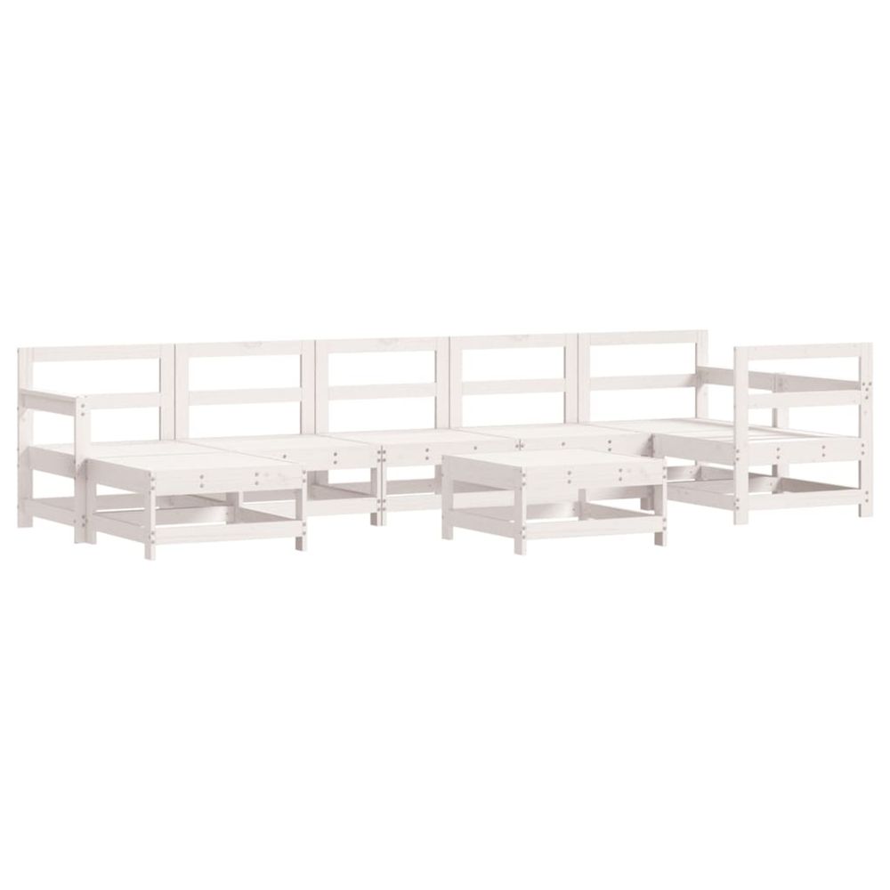 Salon de jardin 8 pcs blanc bois de pin massif