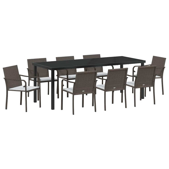 Ensemble de salle à manger pour jardin 9 pcs marron et noir