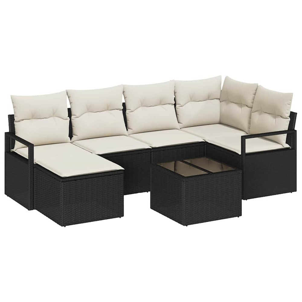 Ensemble de canapé de jardin avec coussin 7 pcs marron et crème