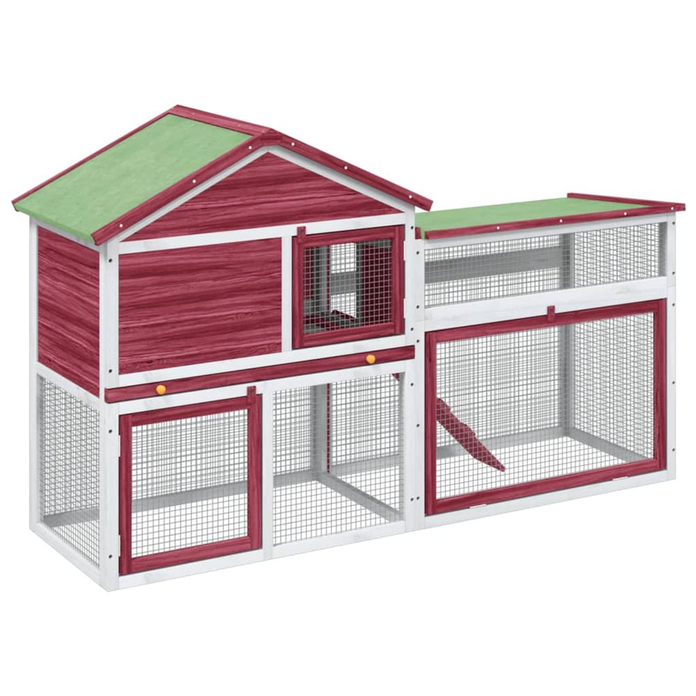 Clapier rouge 185,5x60,5x109,5 cm bois de pin massif
