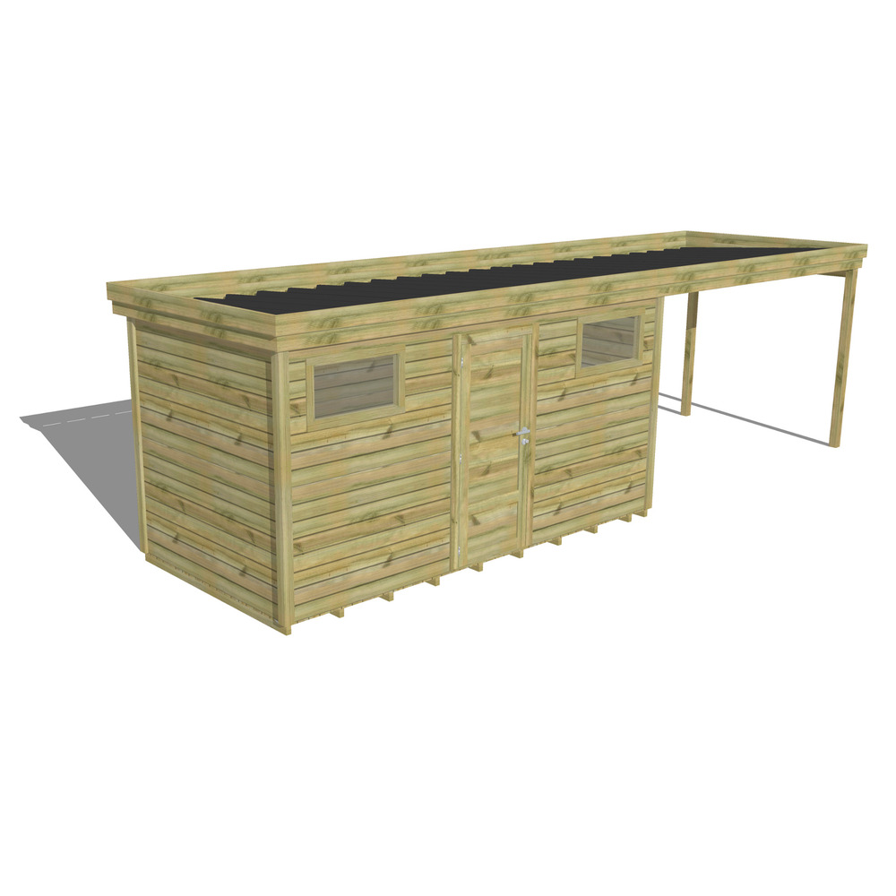 Abri de jardin bois pin traité autoclave 27mm - 7,84x2,14m / 17m2 - bac acier - plancher bois