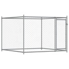 Cage pour chien avec porte gris 2x2x1,5 m acier galvanisé