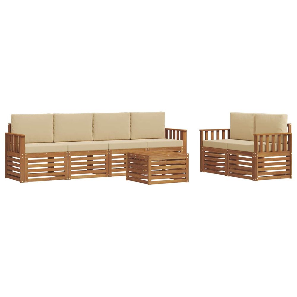 Ensemble de canapés d'extérieur 7 pc naturel et beige
