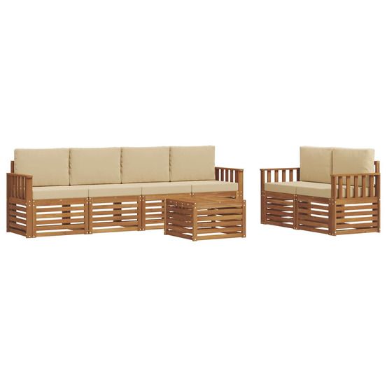 Ensemble de canapés d'extérieur 7 pc naturel et beige