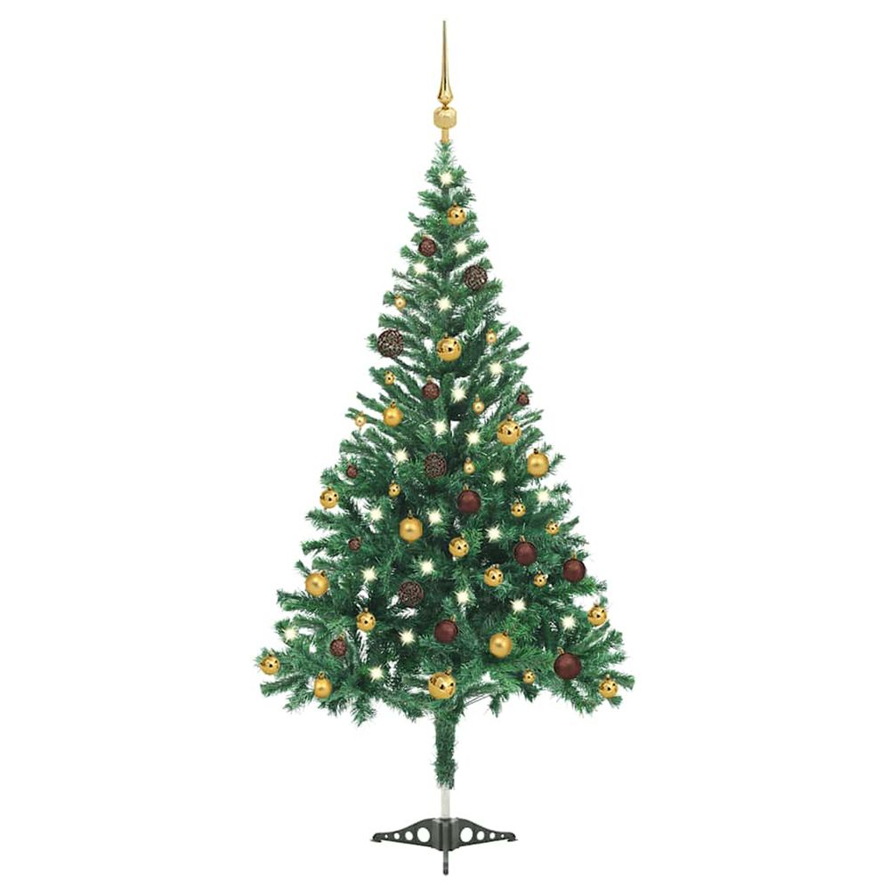Arbre de noël artificiel pré-éclairé/boules 210 cm 910 branches