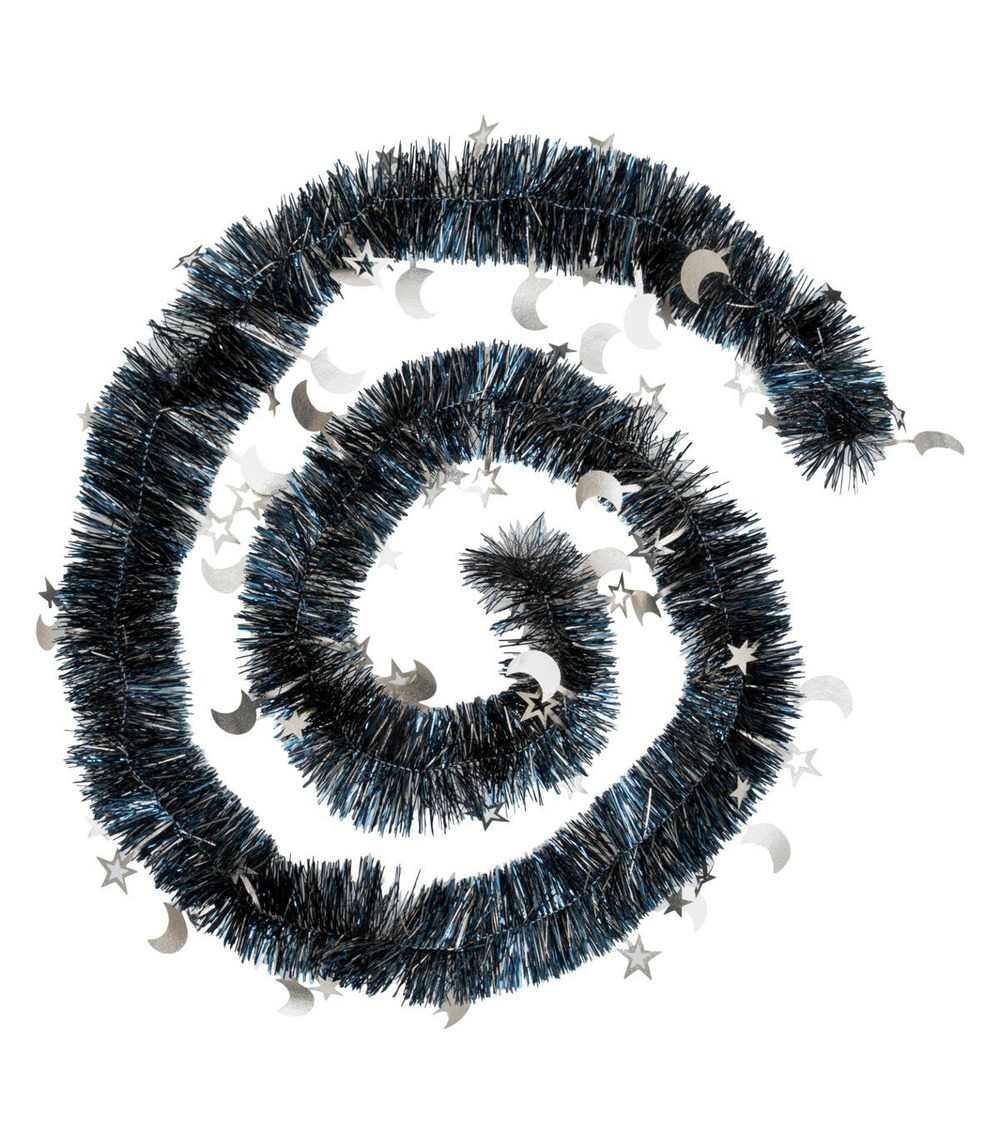 Guirlande de noël large 15 cm déco lunes & étoiles longueur 2 mètres