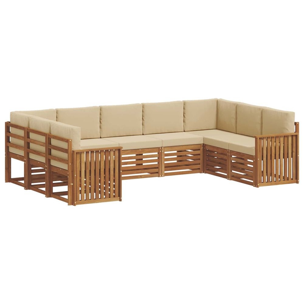 Ensemble de canapés d'extérieur 9 pc naturel et beige