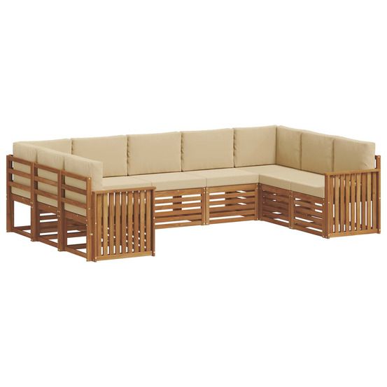 Ensemble de canapés d'extérieur 9 pc naturel et beige