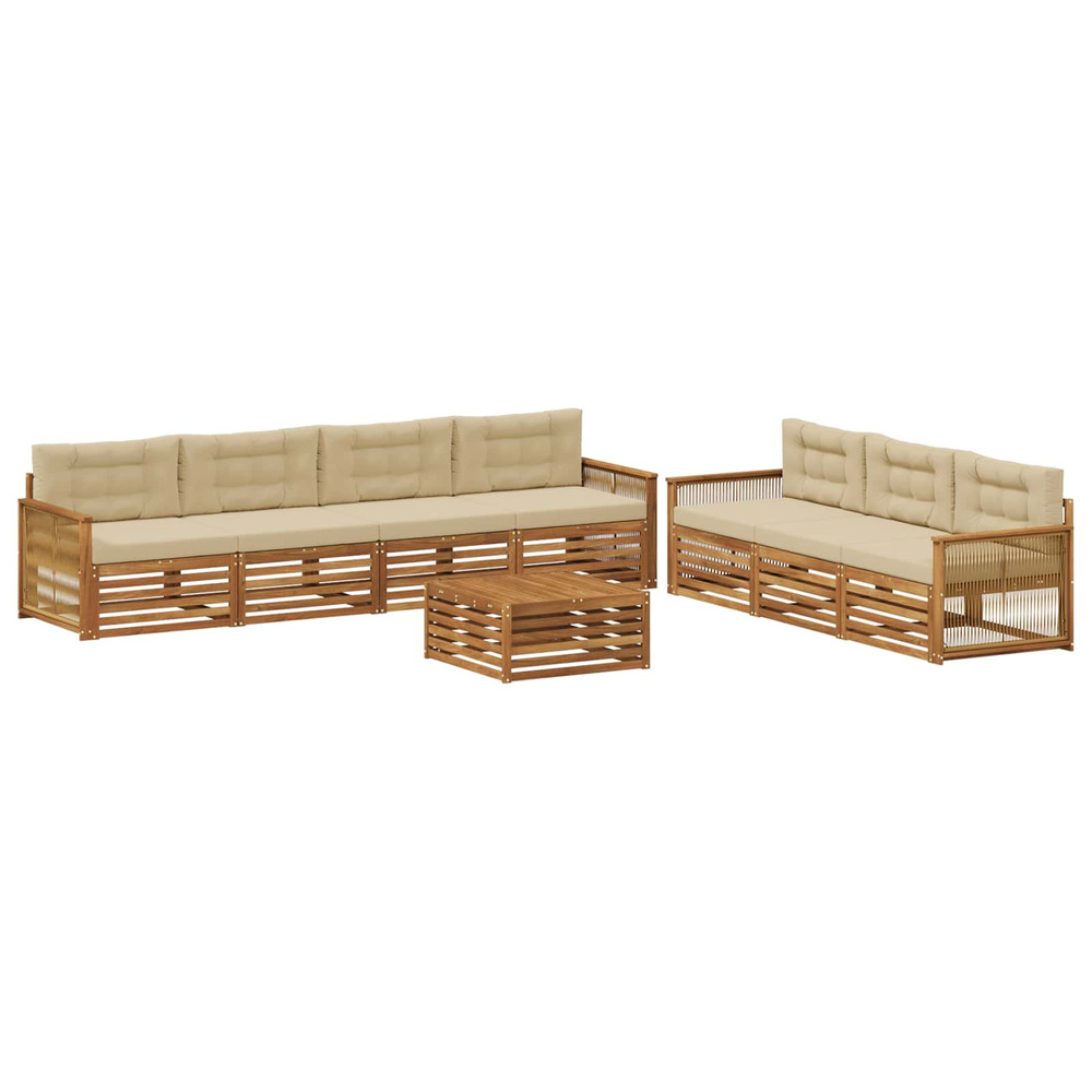 Ensemble de canapés d'extérieur 8 pcs naturel et beige