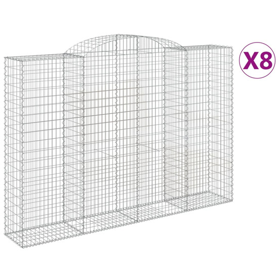 Paniers à gabions arqués 8 pcs 300x50x200/220 cm fer galvanisé