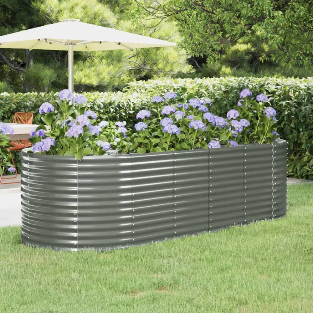 Lit surélevé de jardin acier galvanisé 249x100x68cm gris
