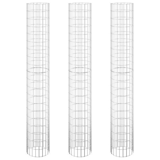 Lit surélevé à gabion circulaire 3pcs acier galvanisé ø30x200cm