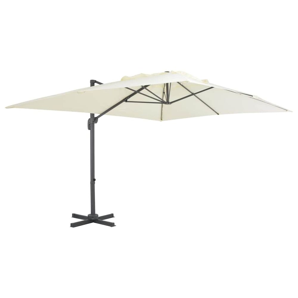 Parasol de jardin déporté avec mât en aluminium 400 x 300 cm sable