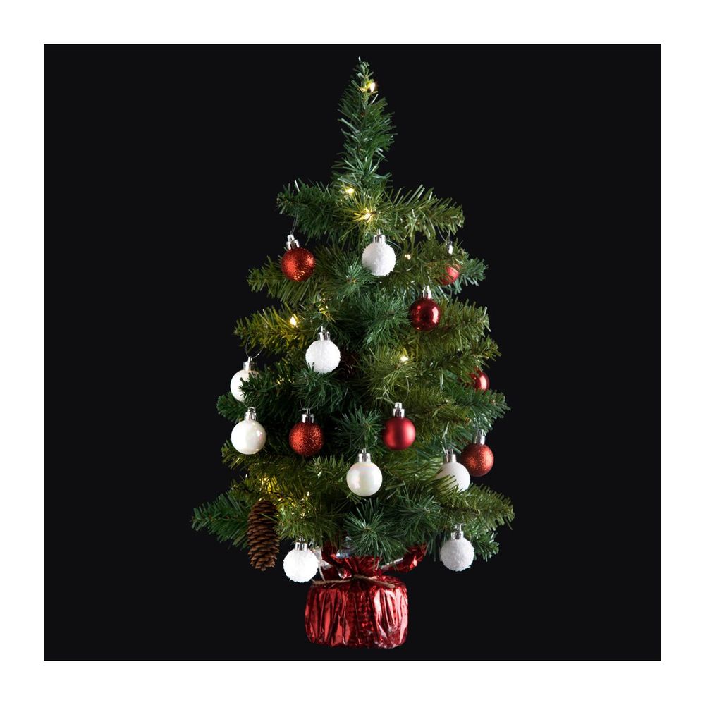 Sapin artificiel avec décoration et guirlande lumineuse h 50 cm