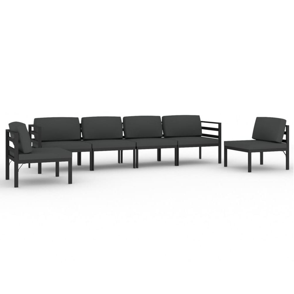 Salon de jardin 6 pcs avec coussins aluminium anthracite